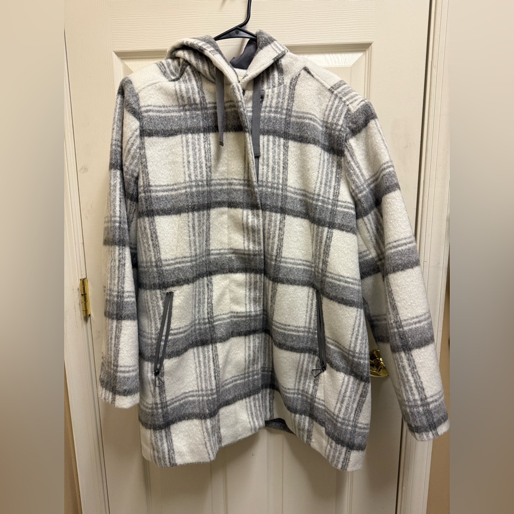 Maralyn & Me Gray Plaid Hooded Jacket